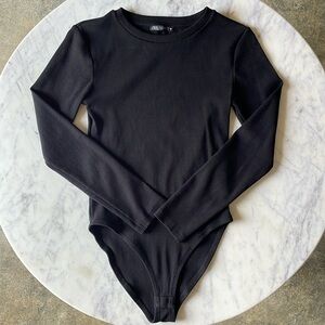 NWOT Zara Long Sleeve Black Ribbed Bodysuit Size Medium
